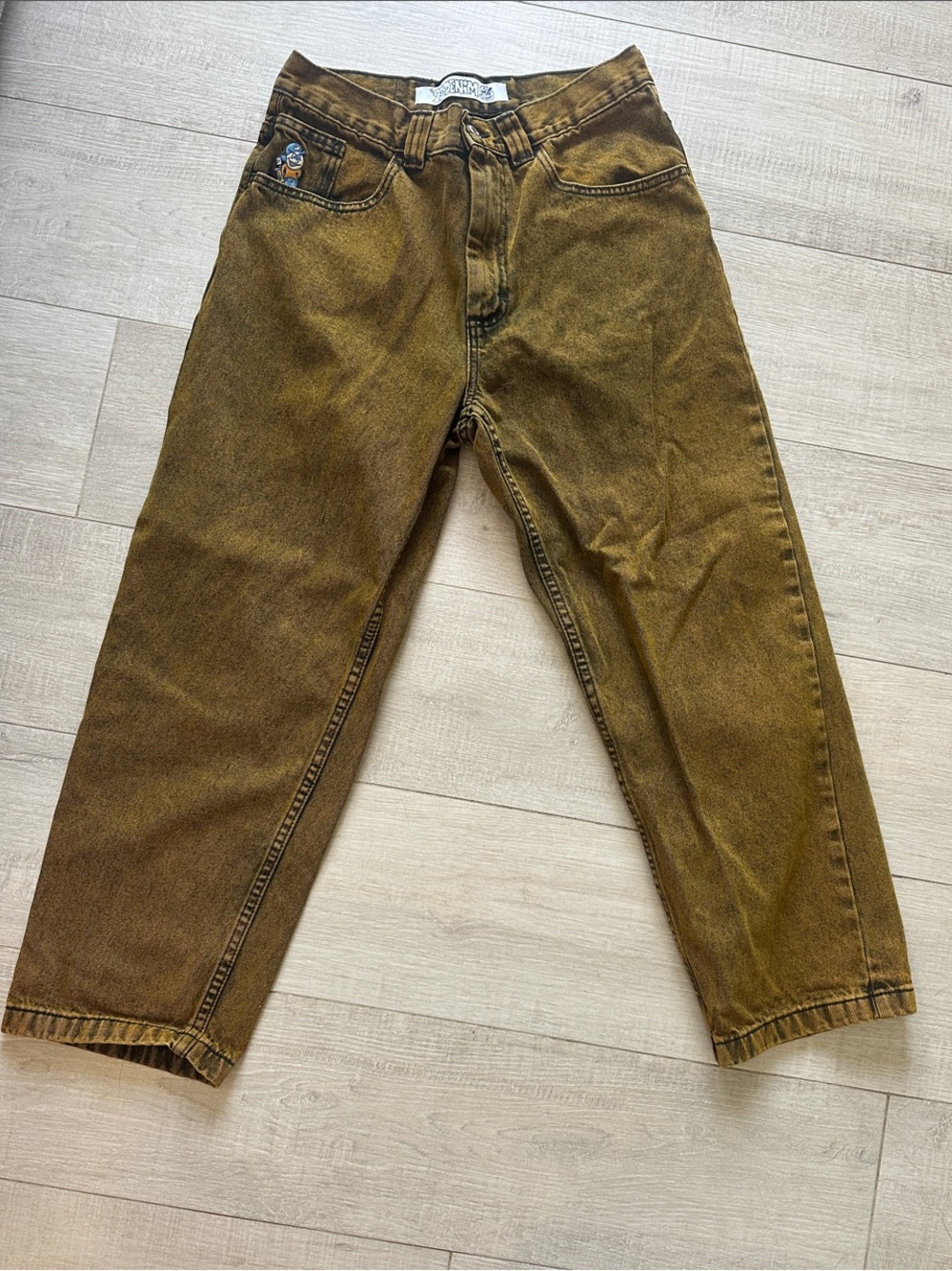 Men's Brown Washed Chinos - Relaxed Straight Fit